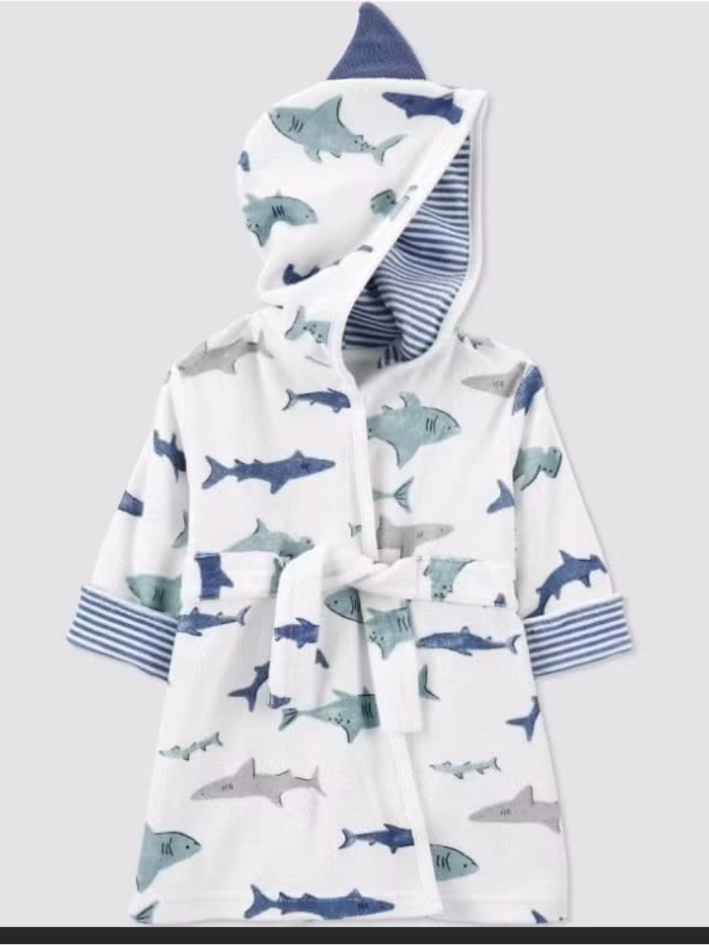 Just One You by Carter's Baby Hooded Bath or Pool Robe - White & Blue Shark